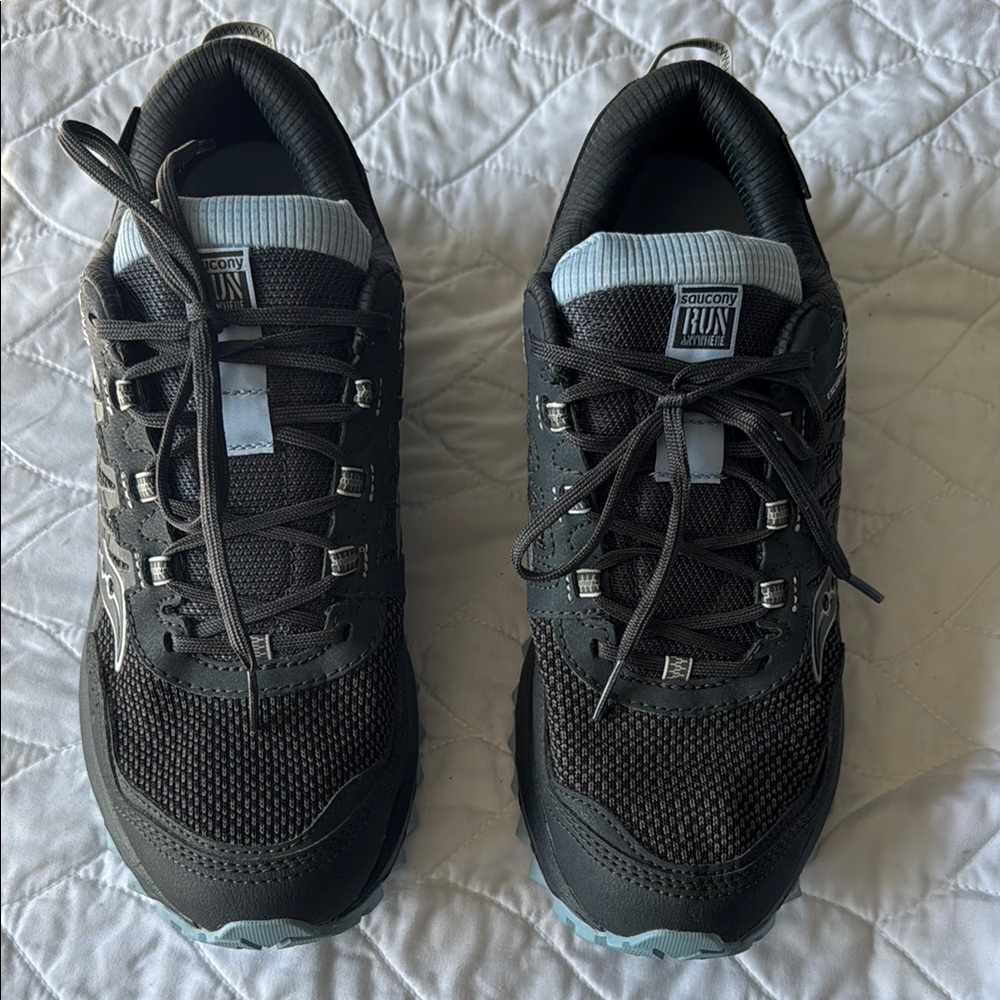 Saucony Grey and Blue Athletic Sneakers